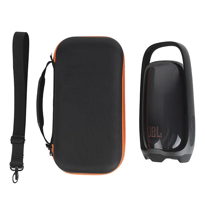 For JBL Pulse 6 EVA Travel Case Soft Lining Carrying Strap Dual Zipper - Orange Liner