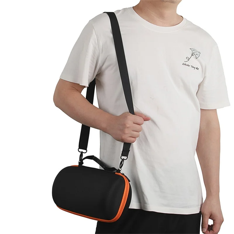 For JBL Pulse 6 Storage Bag Hard EVA + Oxford Cloth Shock Absorbing Zipper Carrying Case with Shoulder Strap - Inner Orange