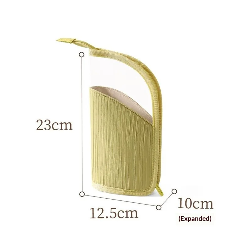 Standing Makeup Bag Semi-Transparent Polyester + PVC Compartments Portable Cosmetic Organizer for Travel - Yellow