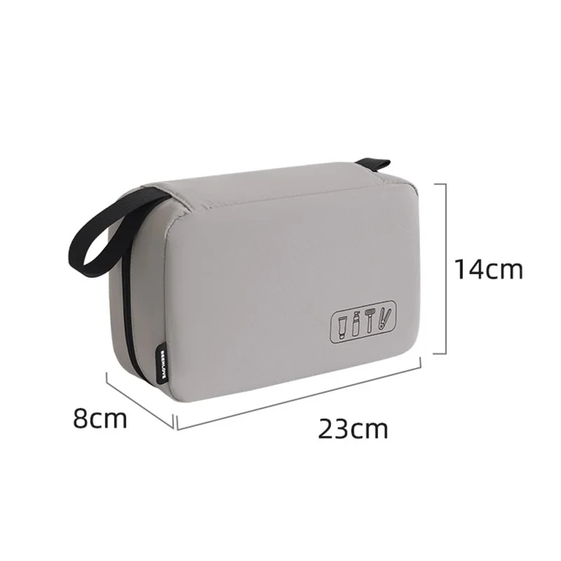 Travel Toiletry Bag 3-Compartment Waterproof Polyester Hook Design Large Capacity Makeup Bag - Grey