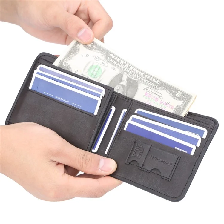 BAELLERRY D9150 Retro Men PU Leder Kurze Brieftasche Bi-fold Karten Bargeld Halter Tasche - Schwarz / Horizontaler Typ