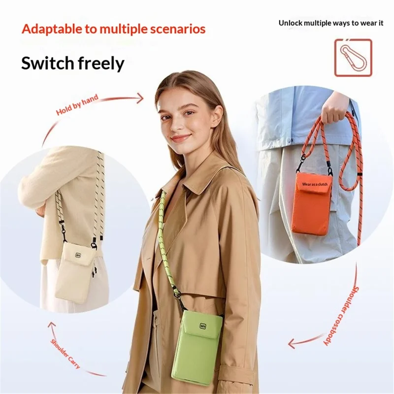 Crossbody Phone Bag Multi Compartment Waterproof Nylon Adjustable Strap Shoulder Pouch for 6.9 Inch Phone Storage - Blue