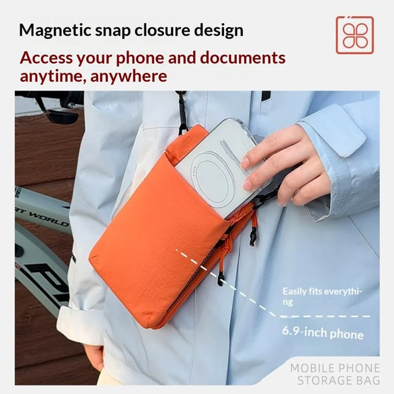 Crossbody Phone Bag Multi Compartment Waterproof Nylon Adjustable Strap Shoulder Pouch for 6.9 Inch Phone Storage - Blue