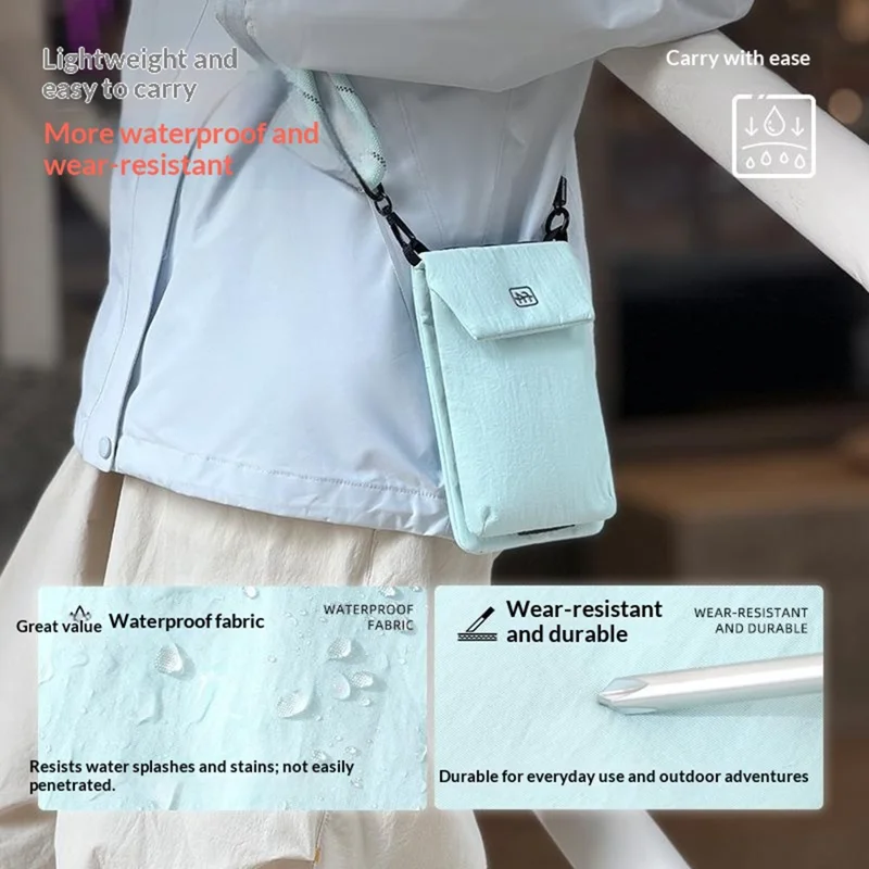 Crossbody Phone Bag Multi Compartment Waterproof Nylon Adjustable Strap Shoulder Pouch for 6.9 Inch Phone Storage - Blue