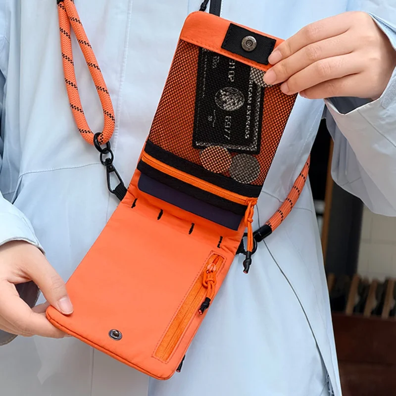 Crossbody Phone Bag Multi Compartment Waterproof Nylon Adjustable Strap Shoulder Pouch for 6.9 Inch Phone Storage - Blue