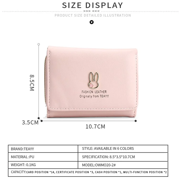 TEAYY XLL-108 PU Leather Women Coin Purse Zipper Pocket Design Folding Short Wallet Cards Cash Holder - Green