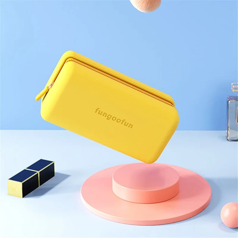 FUNGOOFUN Rectangle Shape Digital Accessories Storage Case Mouse Power Bank Cable Charger EVA Carrying Bag - Yellow