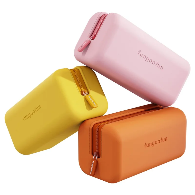 FUNGOOFUN Rectangle Shape Digital Accessories Storage Case Mouse Power Bank Cable Charger EVA Carrying Bag - Yellow