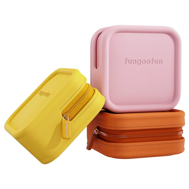 FUNGOOFUN Mouse Cable Power Bank Storage Bag Organizer Electronics Accessories Square Shape EVA Carrying Case - Yellow