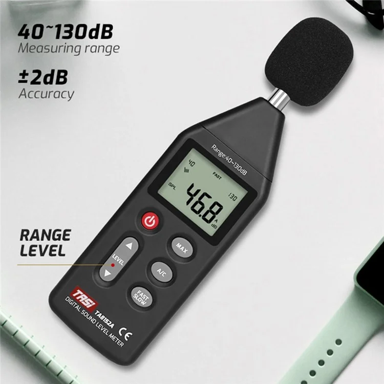 TASI TA8152B LCD Affichage du Niveau Sonore Numérique Détecteur Audio Détecteur Volume de Décibel Testeur Prise en Charge de L'ordinateur Connexion