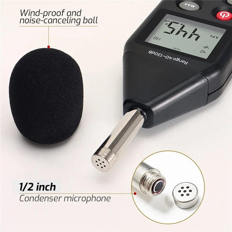 TASI TA8152B LCD Affichage du Niveau Sonore Numérique Détecteur Audio Détecteur Volume de Décibel Testeur Prise en Charge de L'ordinateur Connexion