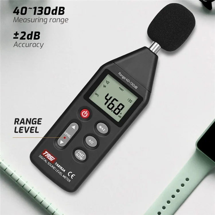 TASI TA8152A LCD Display Digital Sound Level Meter Noise Measuring Audio Detector Volume Decibel Tester