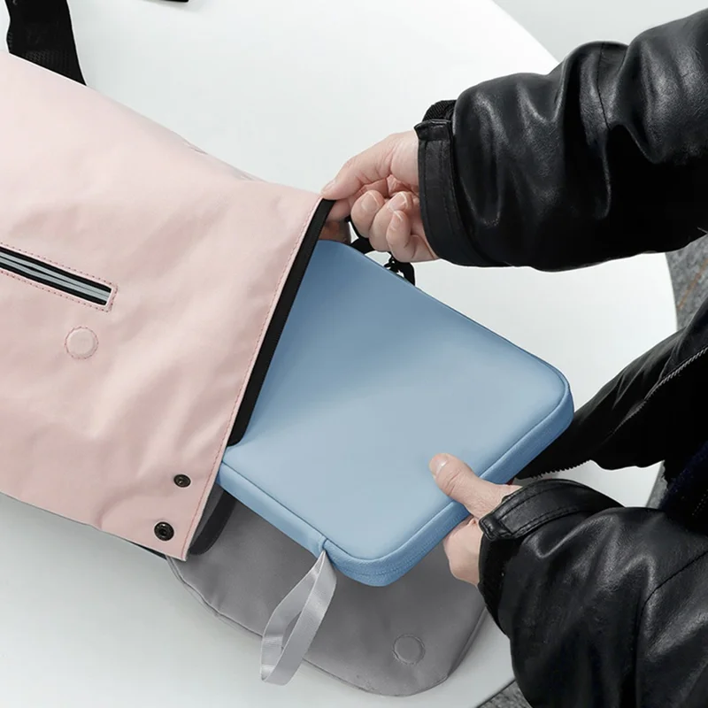 BUBM BM01211003 Portable Sleeve Bag for iPad 10.9 (2022) PU Leather Tablet Carrying Case with Strap - Blue