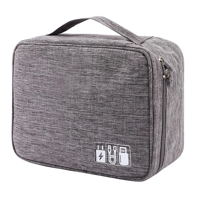 4.5-inch Cable Organizer Bag Portable Single Layer Electronic Digital Accessories Carry Case for USB Cable, Charger, Earphone - Grey