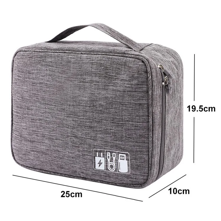 4.5-inch Cable Organizer Bag Portable Single Layer Electronic Digital Accessories Carry Case for USB Cable, Charger, Earphone - Grey