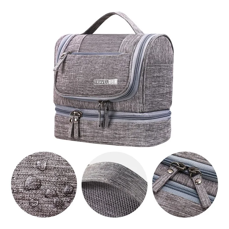 Hanging Toiletry Bag Large Capacity Oxford Cloth Travel Cosmetic Organizer Shower Bathroom Bag - Blue