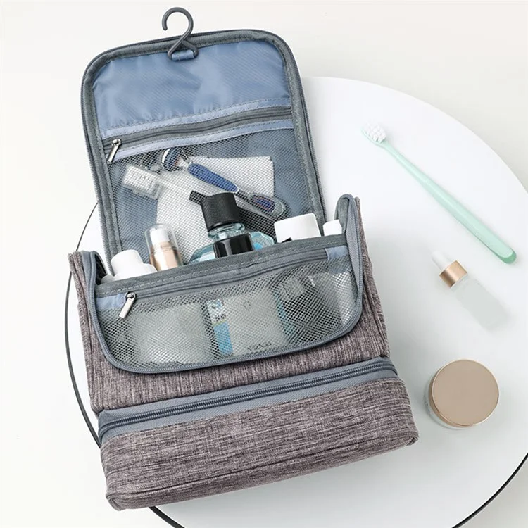 Hanging Toiletry Bag Large Capacity Oxford Cloth Travel Cosmetic Organizer Shower Bathroom Bag - Blue