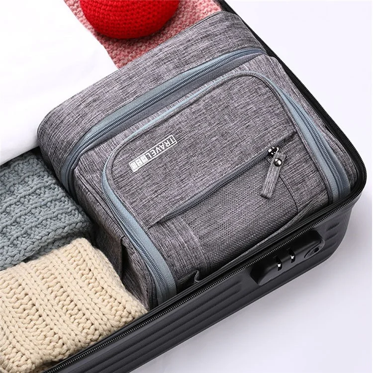 Hanging Toiletry Bag Large Capacity Oxford Cloth Travel Cosmetic Organizer Shower Bathroom Bag - Blue