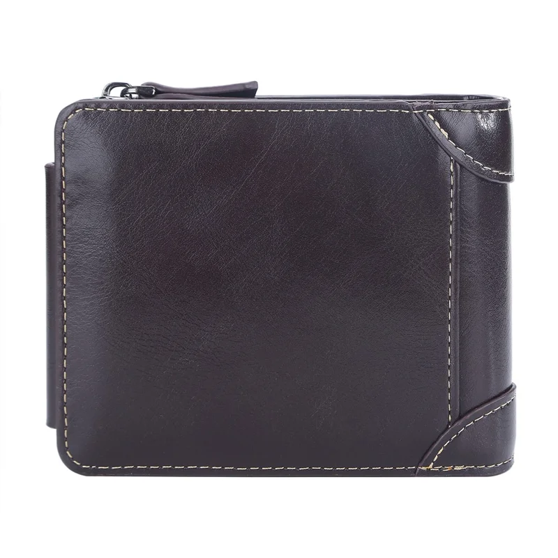 BAELLERRY D9190 Horizontale Drievoudige Korte Portemonnee PU Leren Kaarthouder Zippommetje - Koffie