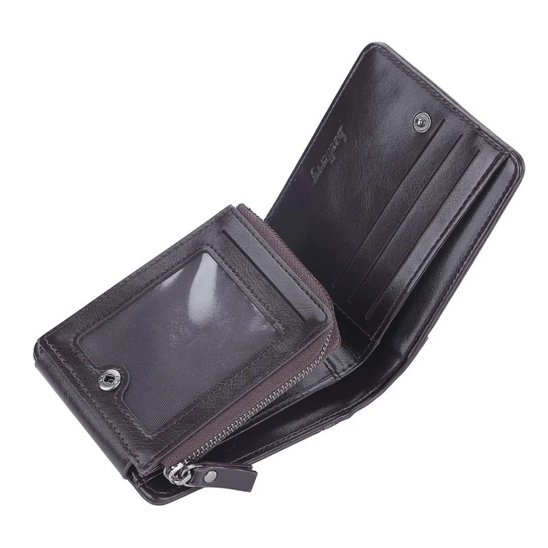 BAELLERRY D9190 Horizontale Drievoudige Korte Portemonnee PU Leren Kaarthouder Zippommetje - Koffie