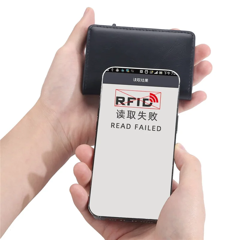 BAELLERRY K9197 RFID Blocking PU Leather Credit Cards Storage Bag with Side Push Buckle - Black