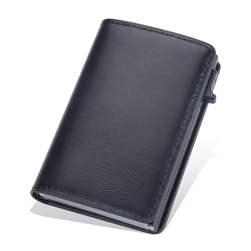 BAELLERRY K9197 RFID Blocking PU Leather Credit Cards Storage Bag with Side Push Buckle - Black