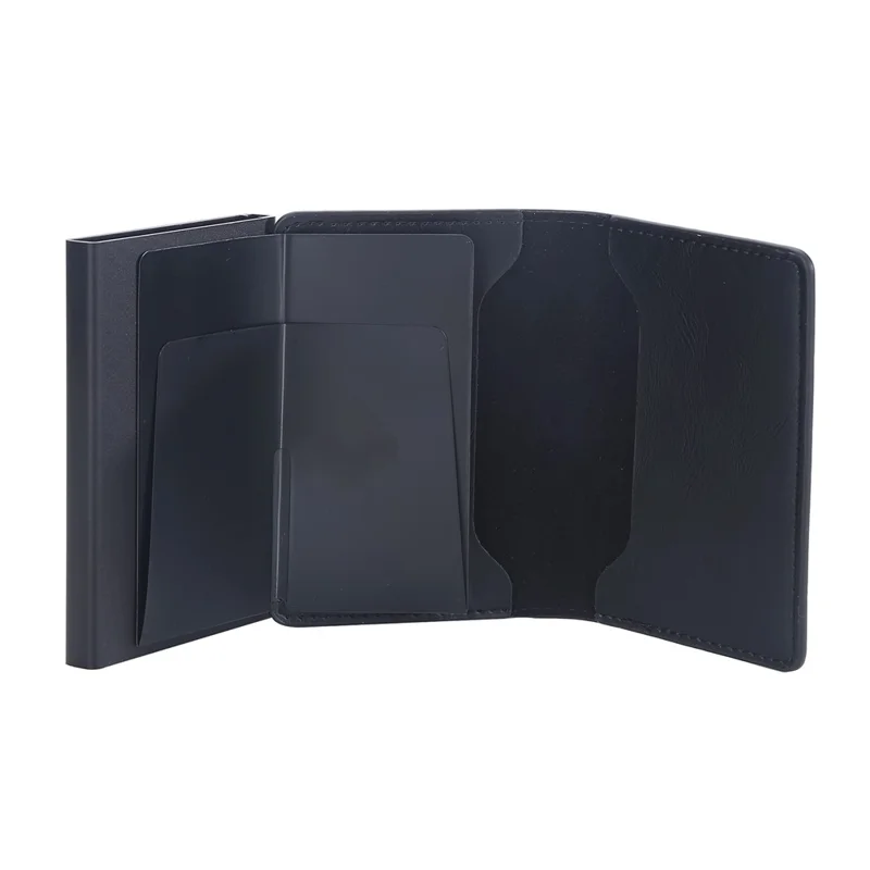 BAELLERRY K9197 RFID Blocking PU Leather Credit Cards Storage Bag with Side Push Buckle - Black