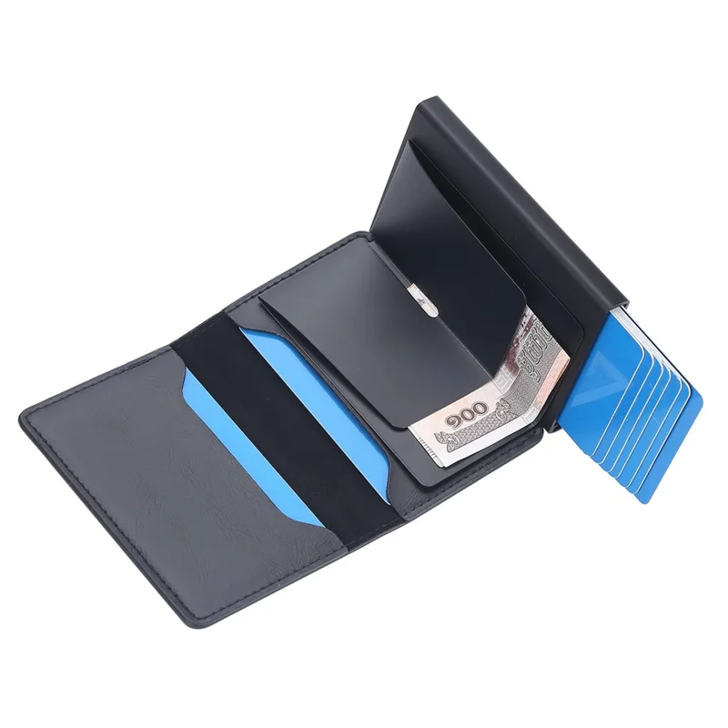 BAELLERRY K9197 RFID Blocking PU Leather Credit Cards Storage Bag with Side Push Buckle - Black