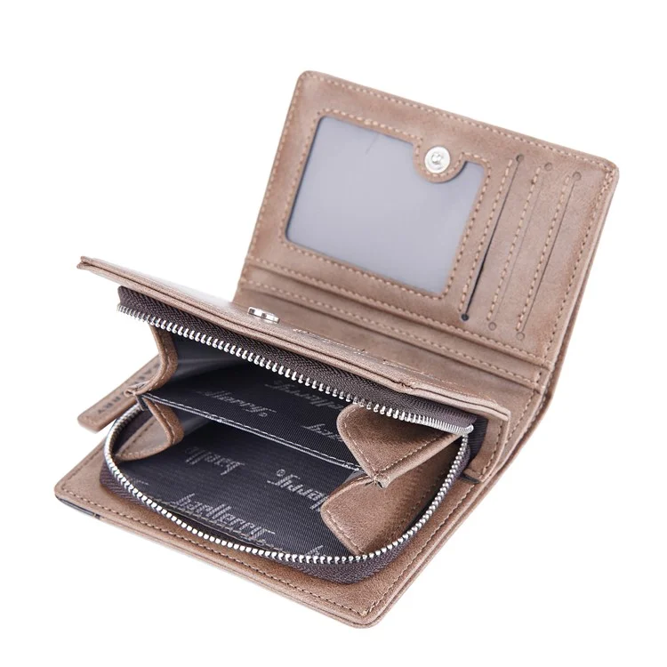 BAELLERRY D3246 Men Zipper Short Wallet PU Leather Bifold Purse Multi Card Slots Color Splicing Business Coin Purse Case - Brown