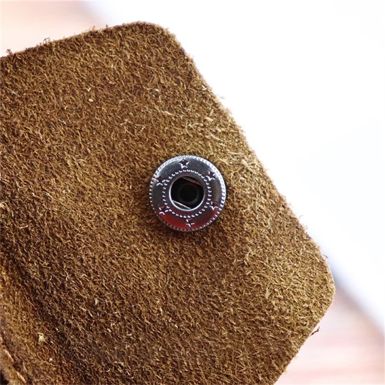 SG131 Cowhide Leather Zipper Change Holder Wallet Bag Vintage Mini Coin Purse Bank Card Storage Bag - Black Grey