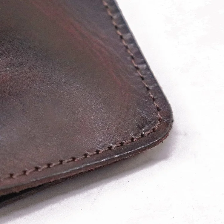 SG724 Top Layer Cowhide Leather Vintage Bi-fold Short Wallet Men Cash Cards Storage Bag - Coffee