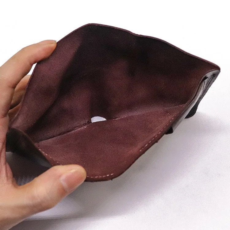 SG724 Top Layer Cowhide Leather Vintage Bi-fold Short Wallet Men Cash Cards Storage Bag - Black