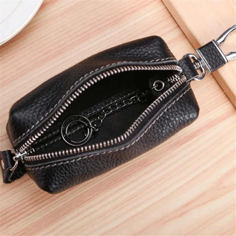 K-47 Universal Car Key Case Cowhide Leather Key Fob Protector Personality Coin Purse Mini Keychain Holder Purse - Sapphire
