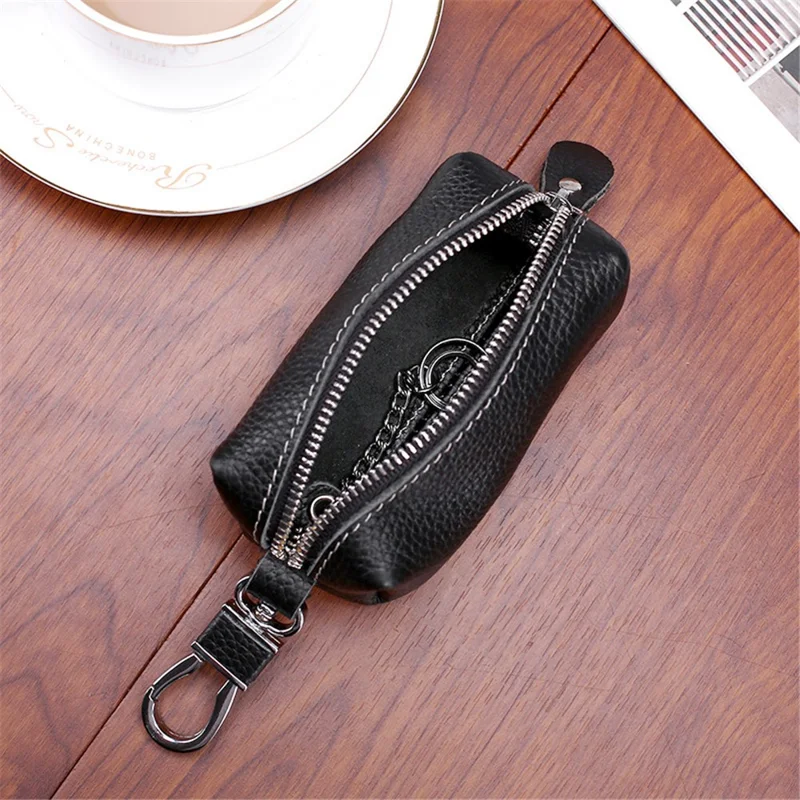 K-47 Universal Car Key Case Cowhide Leather Key Fob Protector Personality Coin Purse Mini Keychain Holder Purse - Sapphire