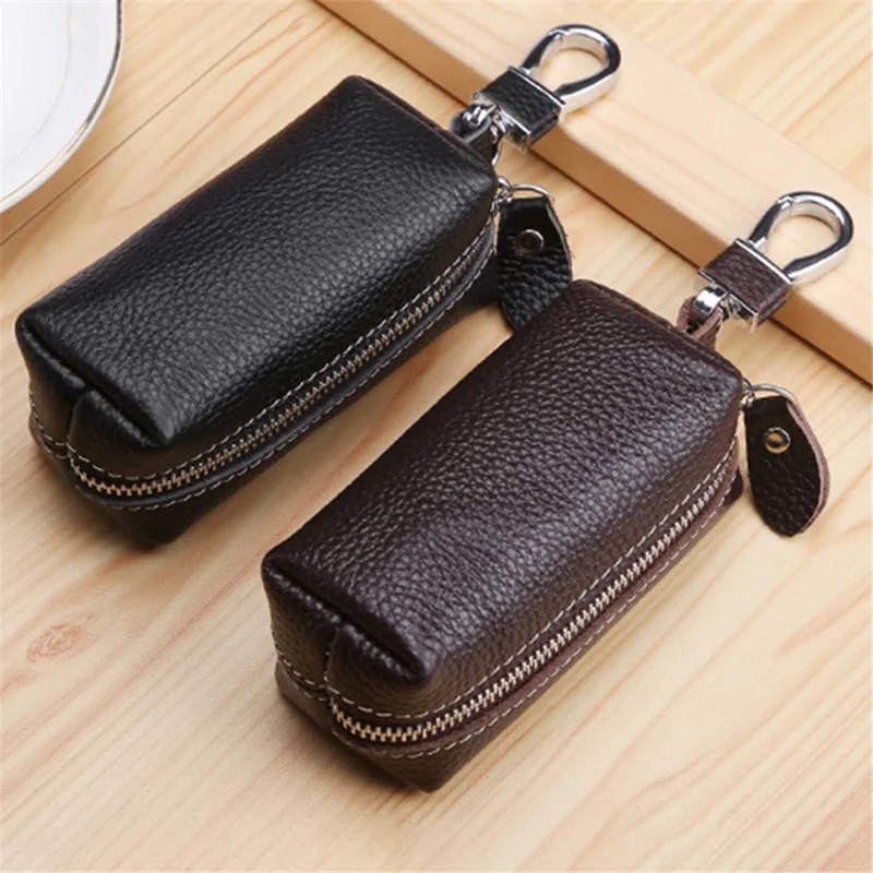 K-47 Universal Car Key Case Cowhide Leather Key Fob Protector Personality Coin Purse Mini Keychain Holder Purse - Sapphire
