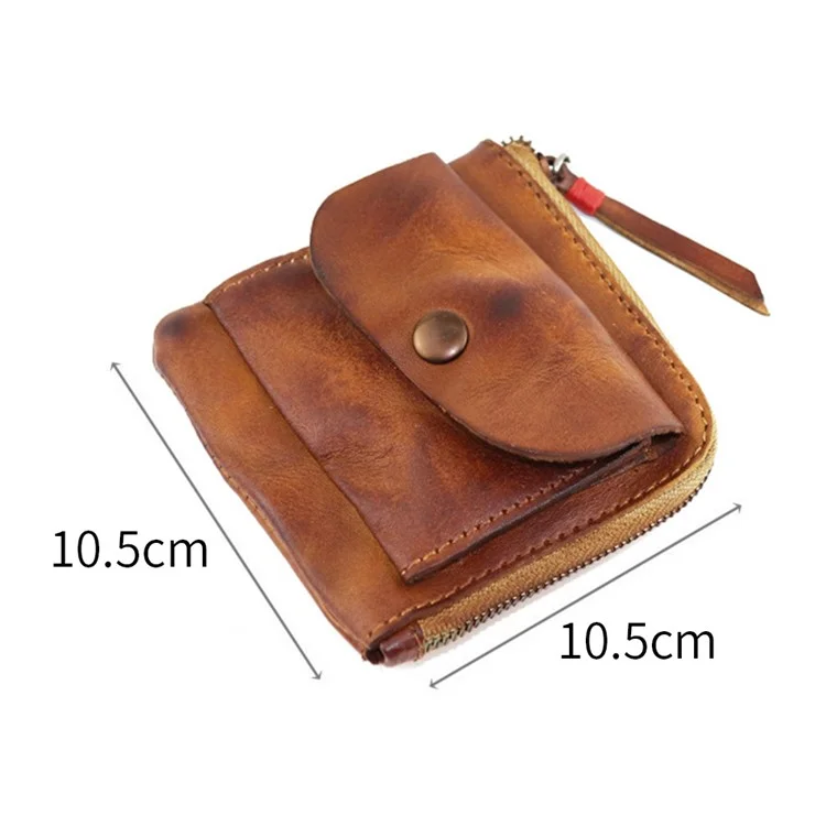 SG132 Kleine Münzbörse Oberlederschicht Vintage-Stil Mini-Münztasche Kartenhalter Geldbörse - Braun