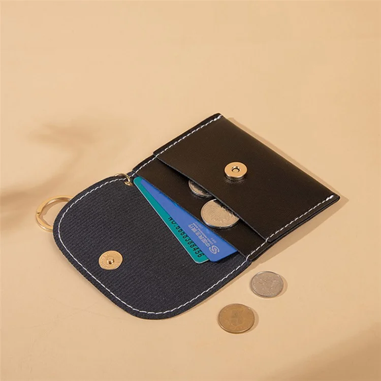 OY-711 PU Leder Mini Wallet Cards Cash Holder Aufbewahrungstasche Magnetknopfmünze Mit Schlüsselring - Himmelblau
