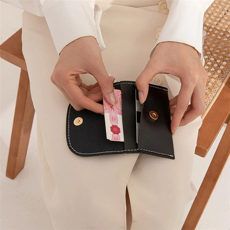 OY-711 PU Leder Mini Wallet Cards Cash Holder Aufbewahrungstasche Magnetknopfmünze Mit Schlüsselring - Himmelblau