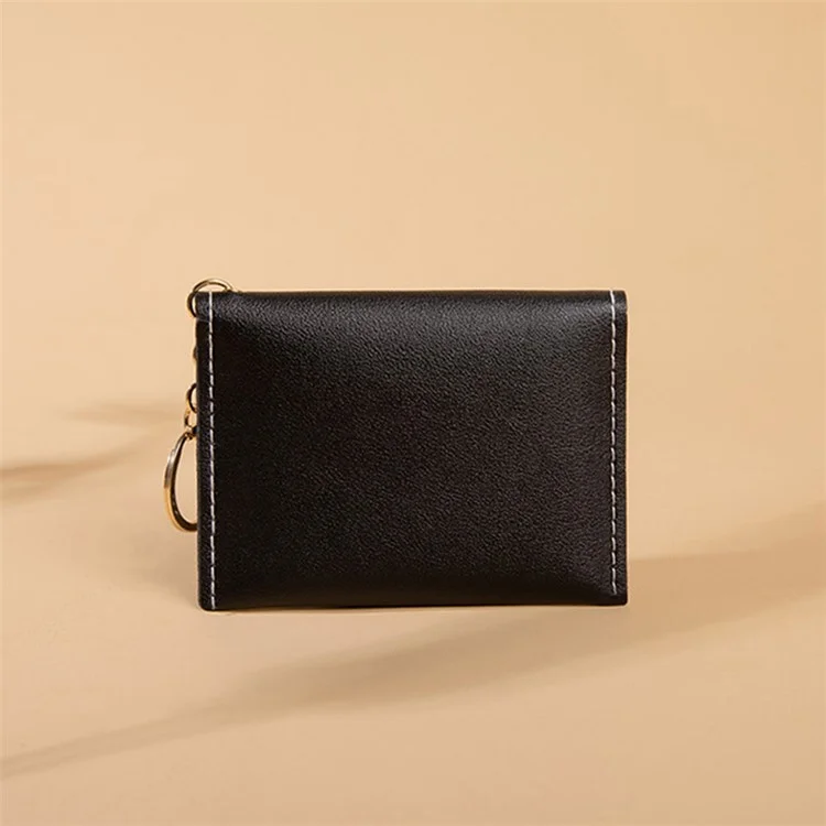 OY-711 PU Leder Mini Wallet Cards Cash Holder Aufbewahrungstasche Magnetknopfmünze Mit Schlüsselring - Himmelblau