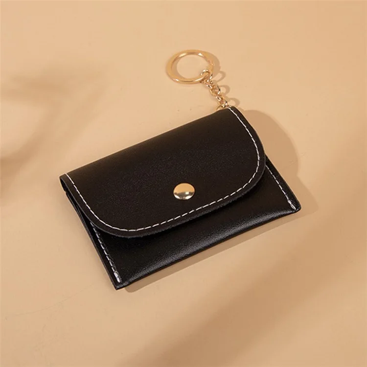 OY-711 PU Leder Mini Wallet Cards Cash Holder Aufbewahrungstasche Magnetknopfmünze Mit Schlüsselring - Himmelblau