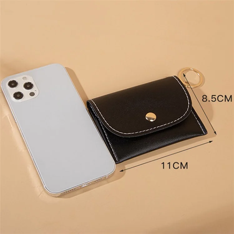OY-711 PU Leder Mini Wallet Cards Cash Holder Aufbewahrungstasche Magnetknopfmünze Mit Schlüsselring - Himmelblau