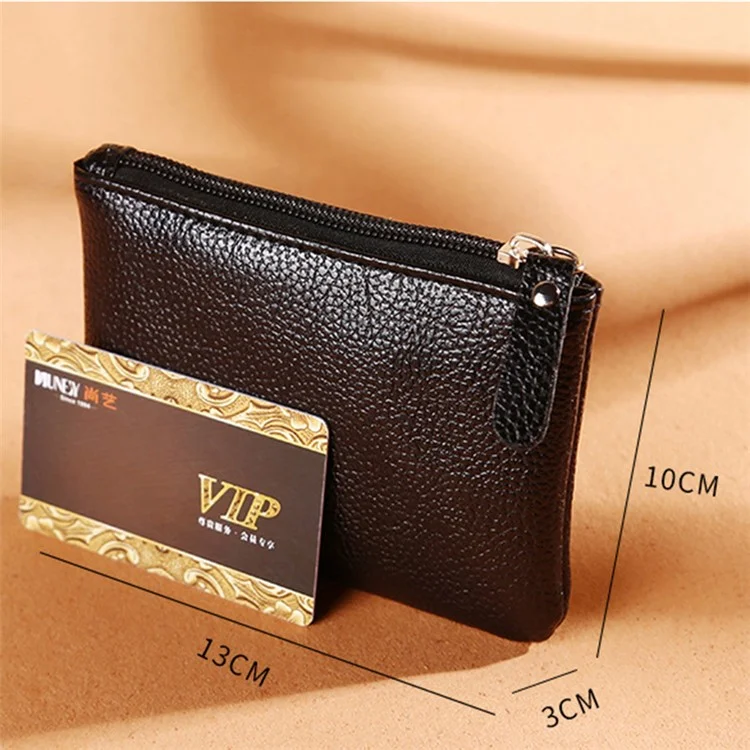 YF-008 Litchi Texture PU Leather Coin Sock Sac de Rangement Pouche de Fermeture à Glissière Small Change Purse Carte Keyder - Noir