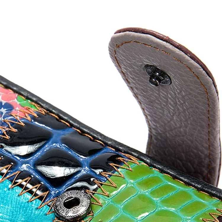 4202 Couleur Épissage D'embrayage de Téléphone Portable Femmes Pourse Poursier Top Top Cow Coue en Cuir - Carré / Cuir Verni