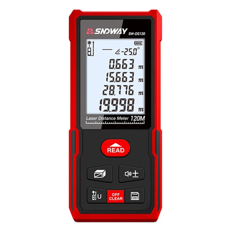 SNDWAY SW-DS120 120M Telemetro laser Sensore di angolo elettronico Distanziometro digitale Righello laser (Senza batteria) 