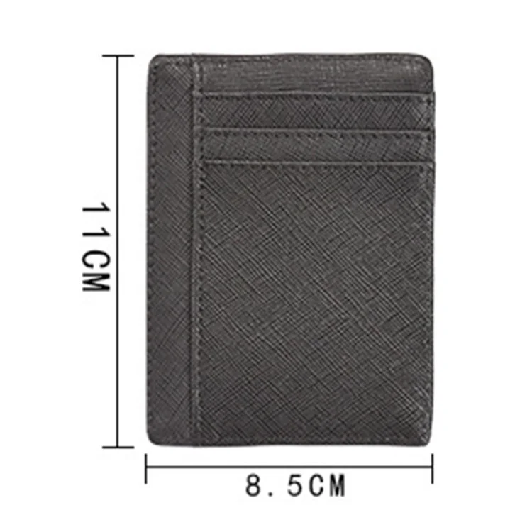AP15 RFID Blocking Card Holder Pouch Genuine Cowhide Leather Compact Size Bank Card Storage Bag - Black