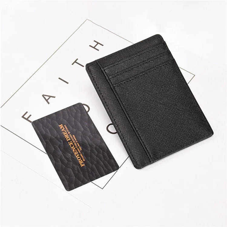 AP15 RFID Blocking Card Holder Pouch Genuine Cowhide Leather Compact Size Bank Card Storage Bag - Black
