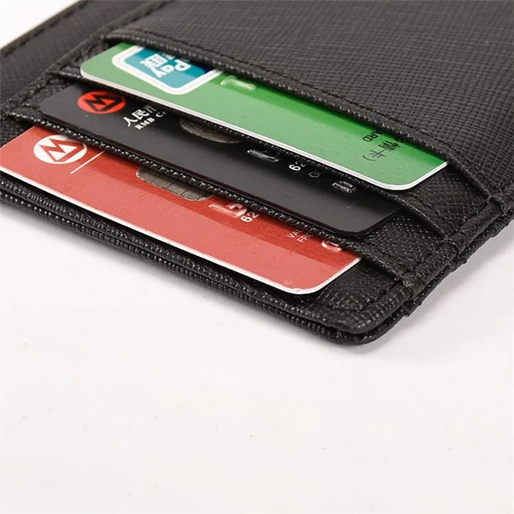 AP15 RFID Blocking Card Holder Pouch Genuine Cowhide Leather Compact Size Bank Card Storage Bag - Black