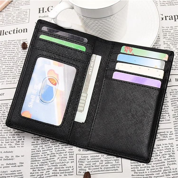 AP108 RFID Blocking Card Holder Ultra Slim Cowhide Leather Credit Card Case Storage Bag - Black