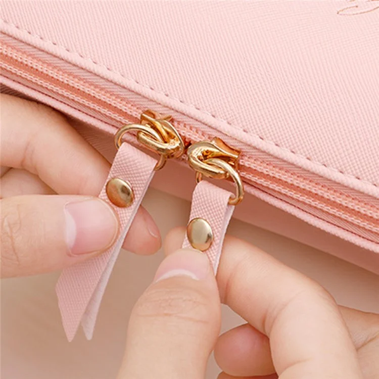 HK8025 Large Capacity Waterproof Makeup Toiletry Bag Travel Supply Organizer PVC Cosmetics Bag, Size: L - Pink