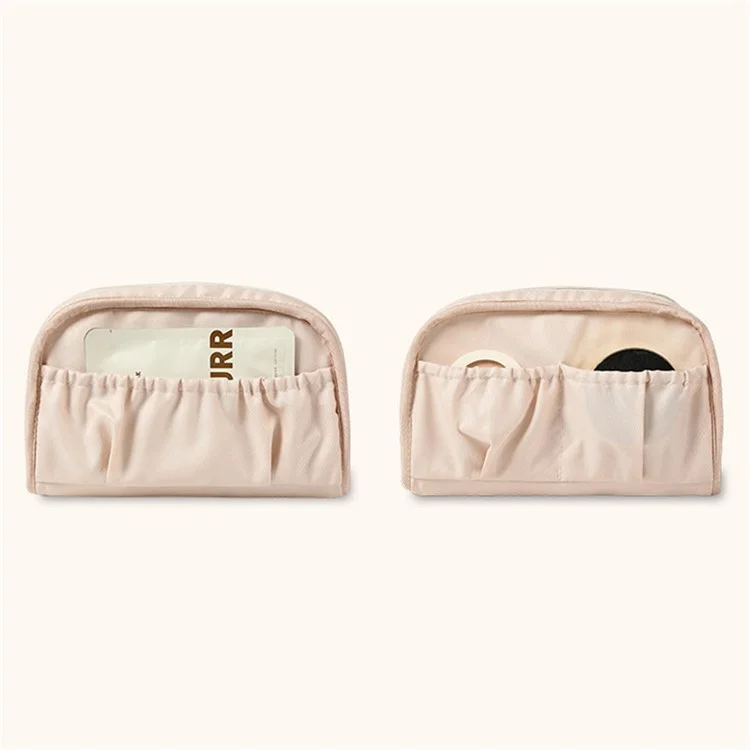HK8301 Large Capacity Portable Makeup Cosmetics Bag Dual Zipper Portable Toiletry Organizer Bag - Pink